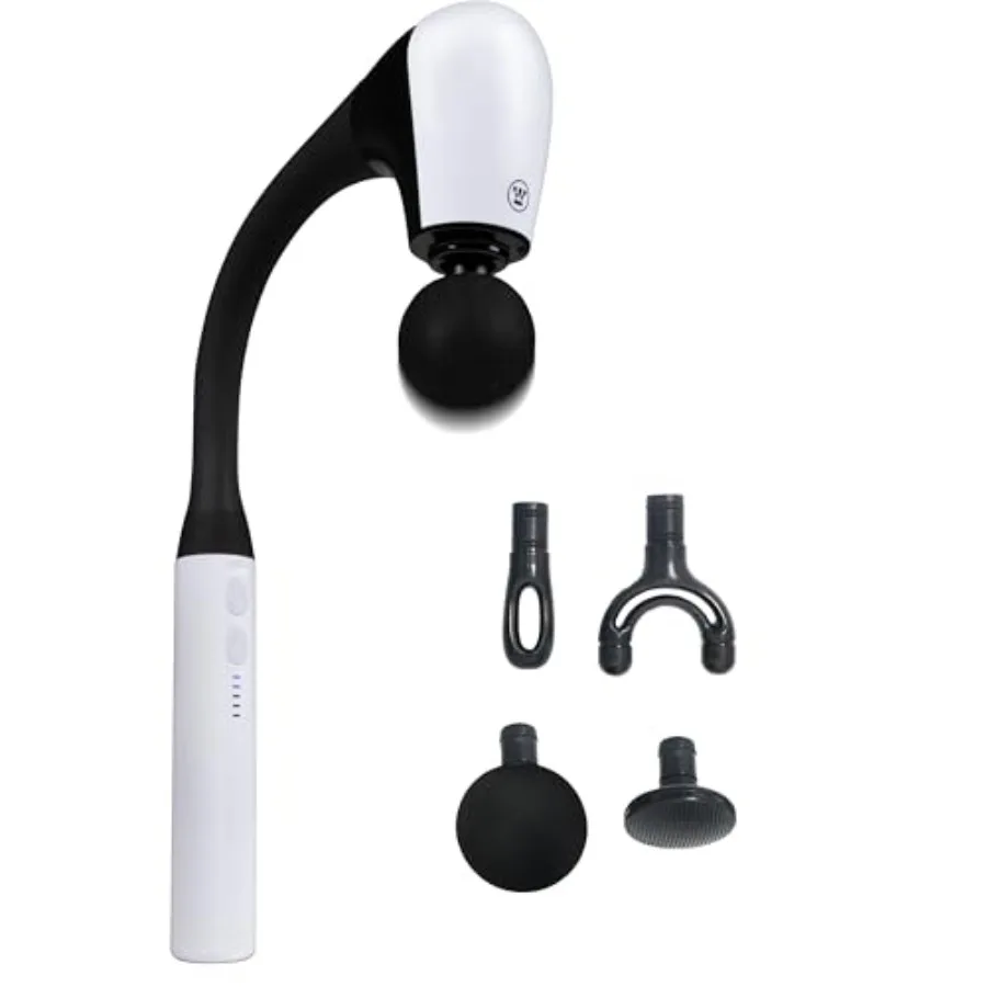 

Изогнутый массажный пистолет с длинной ручкой для облегчения боли в шее, плечах, перезаряжаемый, с сроком службы батареи до 5 часов Включает 4 головки Attac