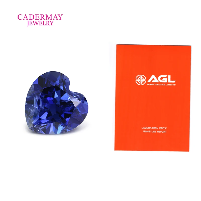 

Heart Shape Cornflower Blue Color Lab Grown Sapphire Inclusions Gemstones for Charms Diy Jewelry Making AGL Certificat