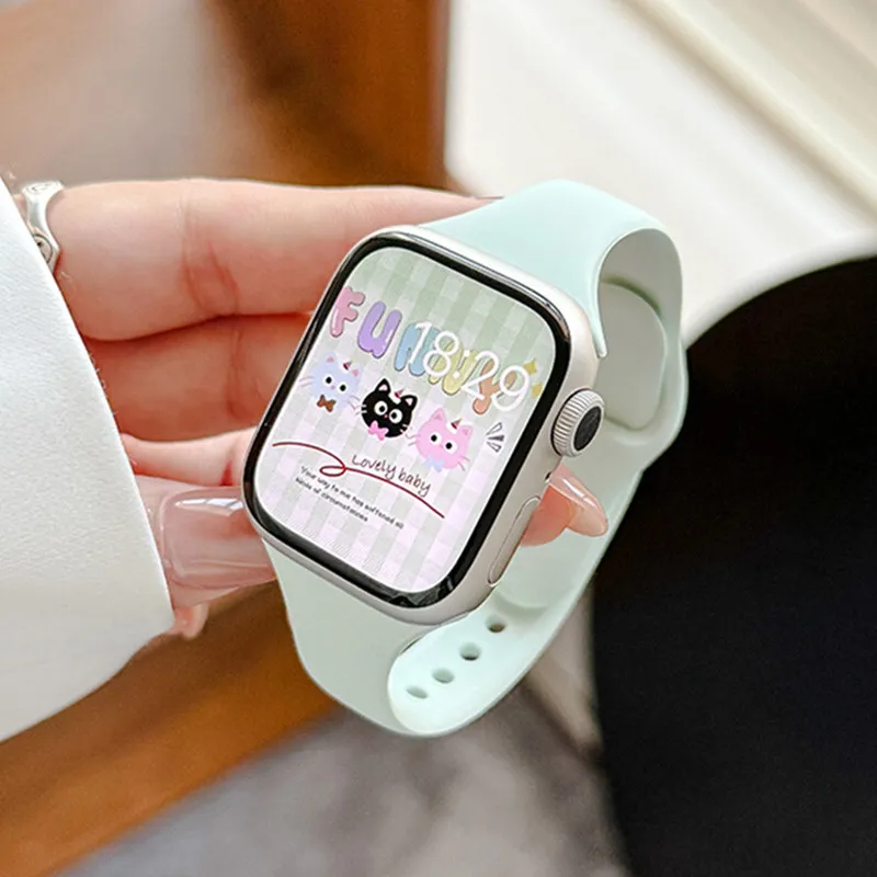 Cinched-Waist Slim Silicone Strap for Apple Watch 46/45/44/42mm 41/40/38mm Elegant Band for Ultra 3 2 49mm Series 11/10/9/SE/8/7