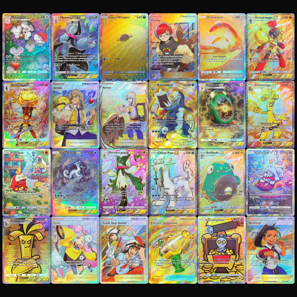 

2026 DIY Texture Pokemon Cards Paldean Wooper Orthworm Penny Maushold Meowscarada ex EN Promo Hot Anime Collectible Game Cards