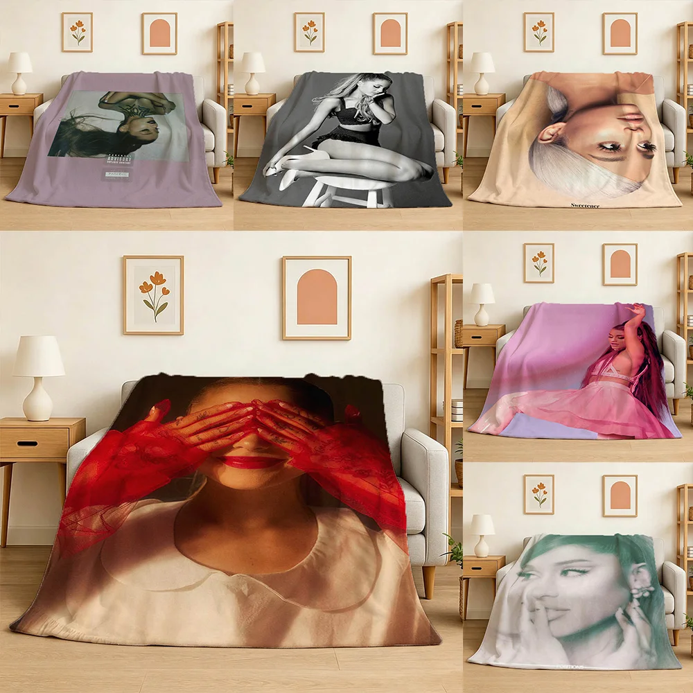 3D A-Ariana Music Singer Sunshine Flannel Blanket Soft Throw Blanket Art For Home Decor Bedroom Bed Sofa Cover Picnic Fans Gifts