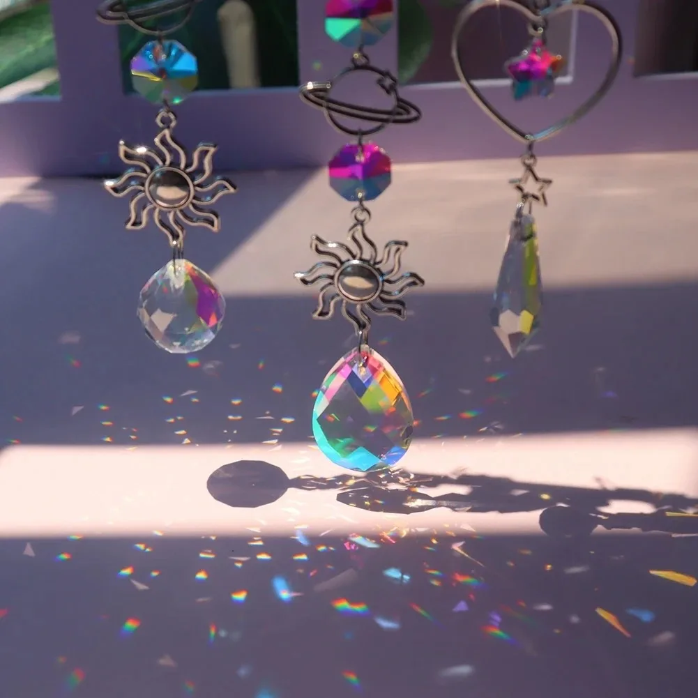 1 Pc Galaxy Star Moon Crystal Wind Chime Pendant for Home Decor Outdoor Garden Suncatcher Holiday Party Supplies image 4