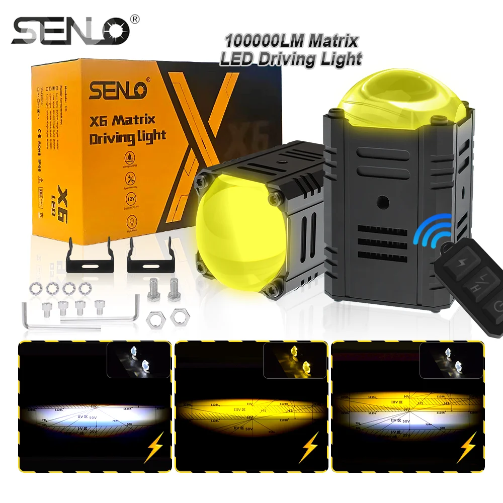 

SENLO Upgraded Wireless Motorcycle LED Fog Lights 100000LM Waterproof IP68 100W Auxiliary Spotlight for BMW R1200GS F800GS 12V