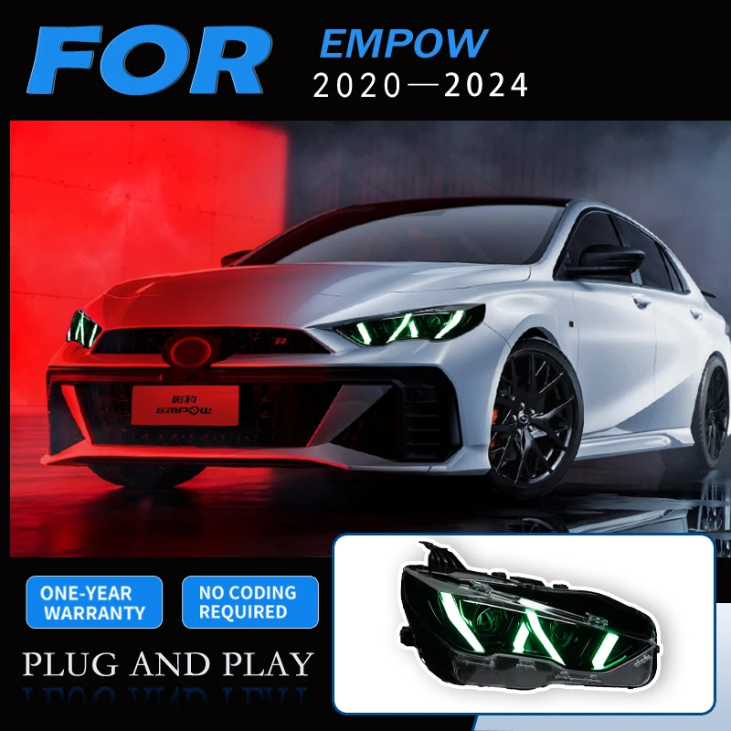 Headlights For Empow LED Headlight 2020-2024 Empow RGB Head Lamp Car Styling DRL Signal Projector Lens Auto Accessories