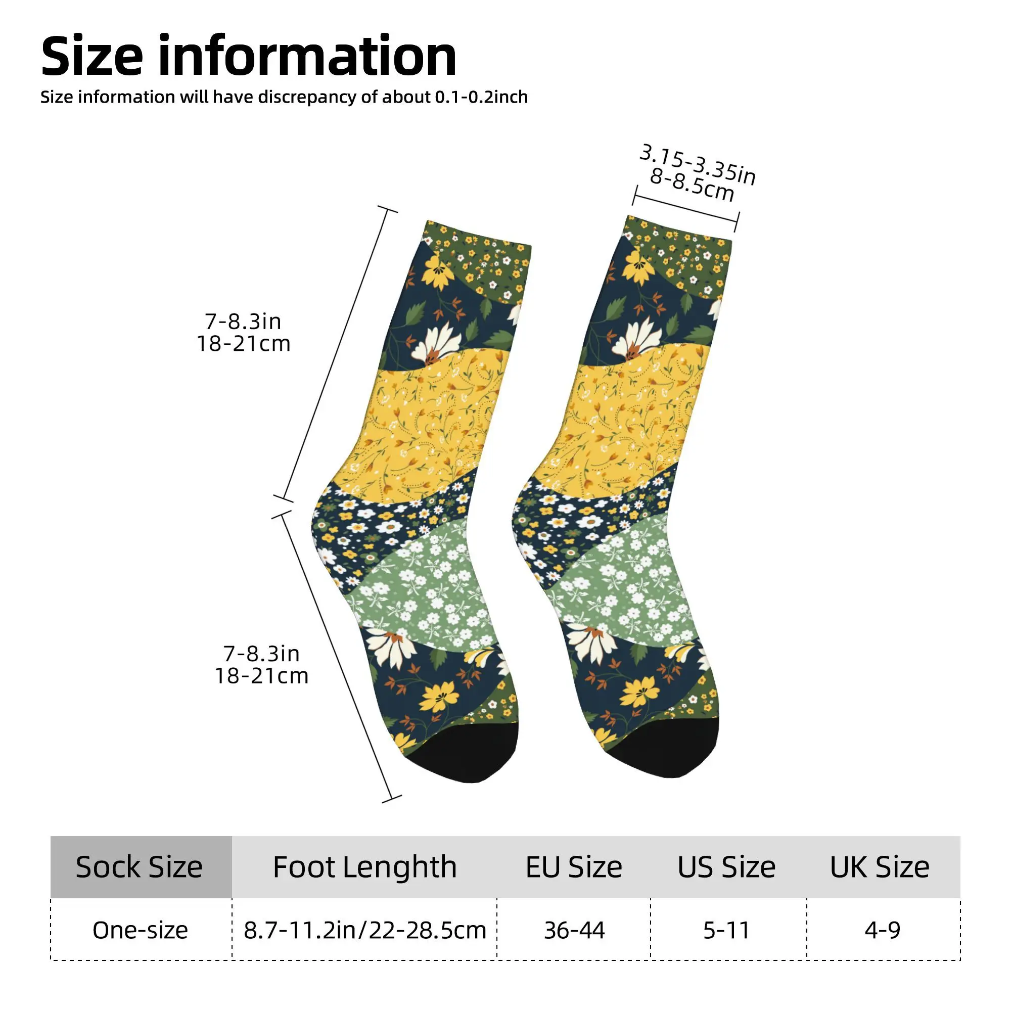 1pc Flower Patchwork Pattern  Printed Men's Socks Novelty Hip Hop Harajuku Pattern Crew Sock Casual Gift