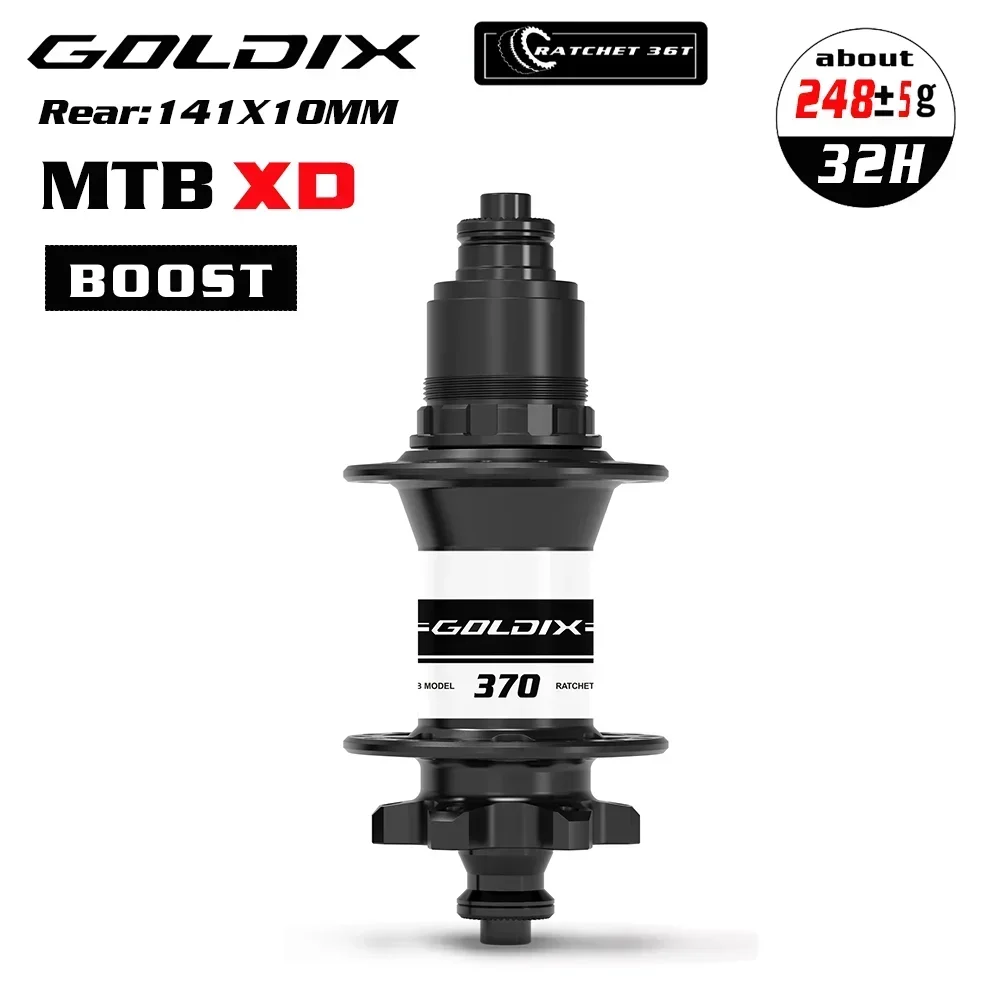 GOLDIX M370 32H Bicycle Hub 36T Ratchet Sealed Bearing 6-bolt Disc