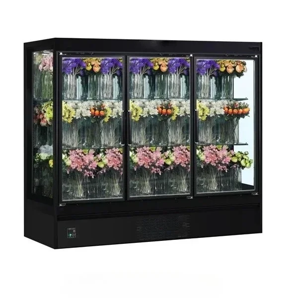 Three Side Glass Door Upright Flower Display Chiller Flower Fridge Florist Shop