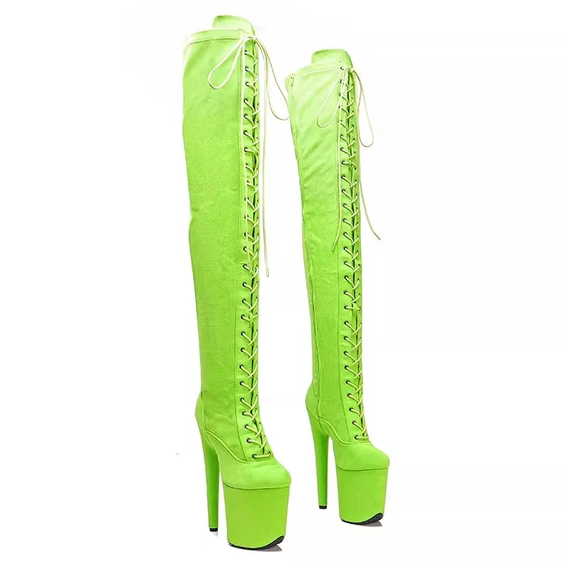 LAIJIANJINXIA, novedad, 20CM/8 pulgadas, plataforma superior de gamuza para mujer, tacones altos para fiesta, botas modernas por encima de la rodilla, zapatos de baile en barra 148