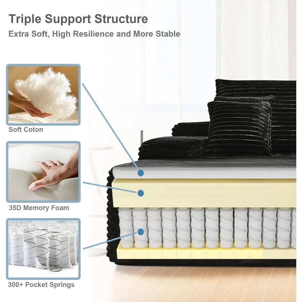 كرسي صالة كبير الحجم داخلي، سرير أريكة قصير أسود بدون عظم، أريكة سحابية مريحة لغرفة المعيشة #4