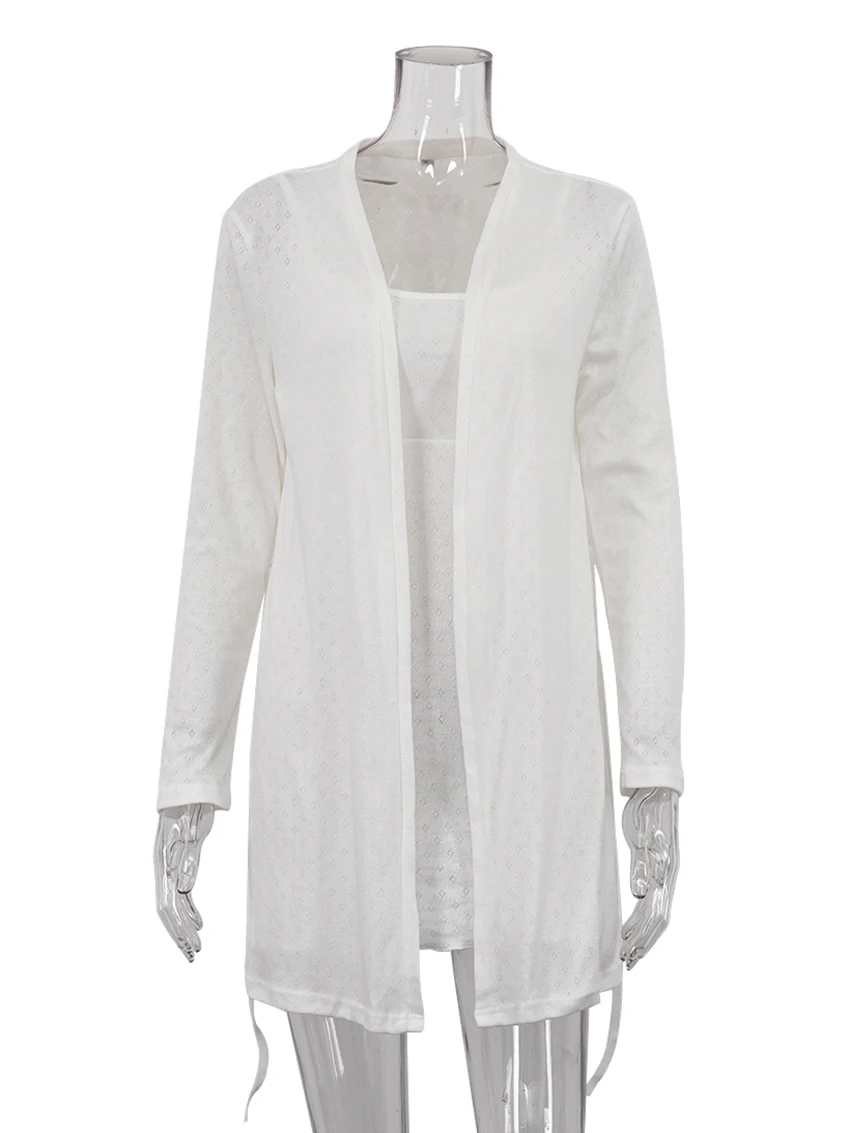 Marthaqiqi Casual Female Pajamas Set Long Sleeve Robe V-Neck Sleepwear Spaghetti Strap Nightie Mini Dress Women Nightgowns Suit