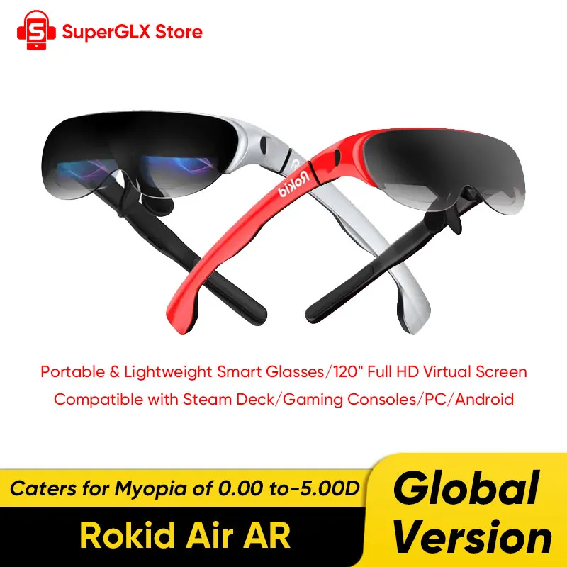 New Rokid Air AR Smart Glasses 120inch Screen with 1080P OLED Dual Display 43 FoV 55PPD Foldable Home Game Viewing Device