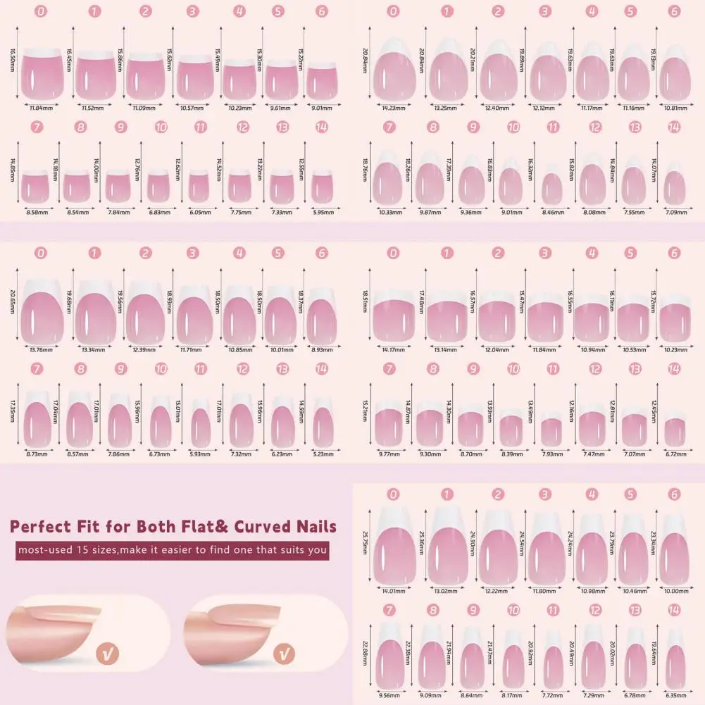 Press-on Nails 150 Pcs Reusable Style Contrast Color Fake Nails for Diy Nail Art Manicure Decoration Smooth Surface Glossy Press