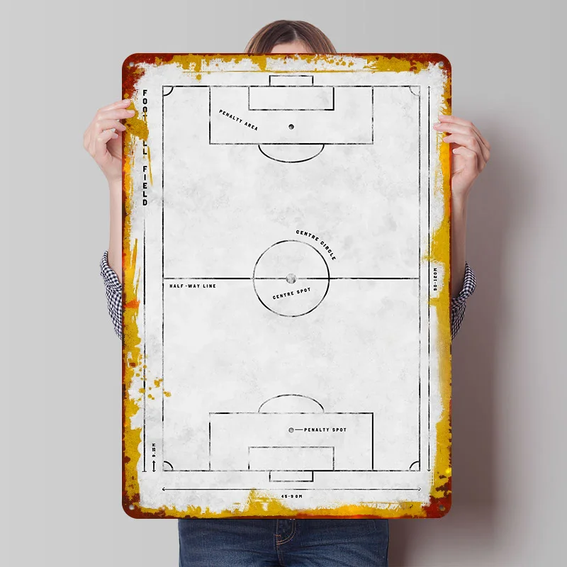 Fußball-Poster Individualisierte Vintage Metallschilder Wandkunst Retro Blechschild für Fans Moderne Heimdekoration Ornamente Wand-Deko