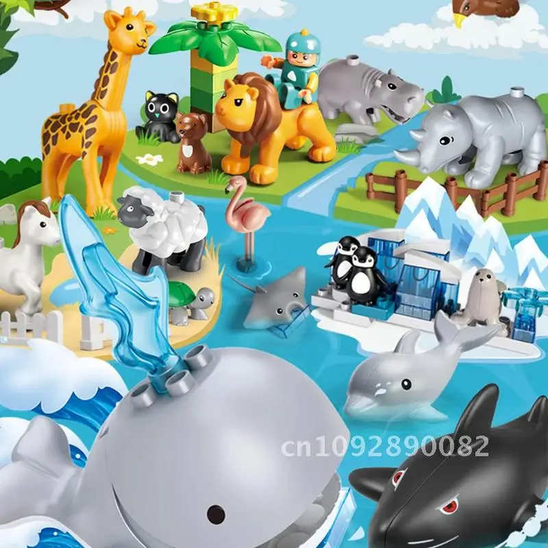 26 قطعة/المجموعة كبيرة الحجم الشكل الحيوانات مزرعة كبيرة سلسلة كتلة الأطفال كتل أطفال سلسلة للحيوانات هدية ألعاب احتفالات بناء