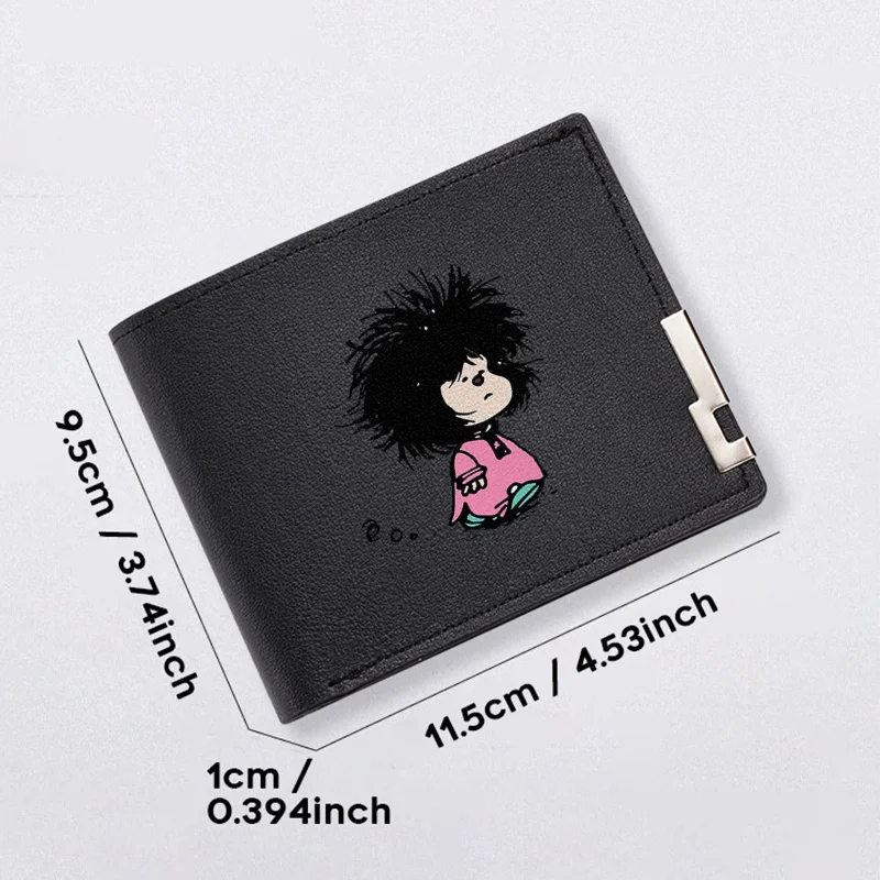 Mafalda-Geldbörse aus PU-Leder mit Charakter, minimalistisches Design für Herren, leicht, langlebig, für den täglichen Gebrauch, modischer Business-Stil