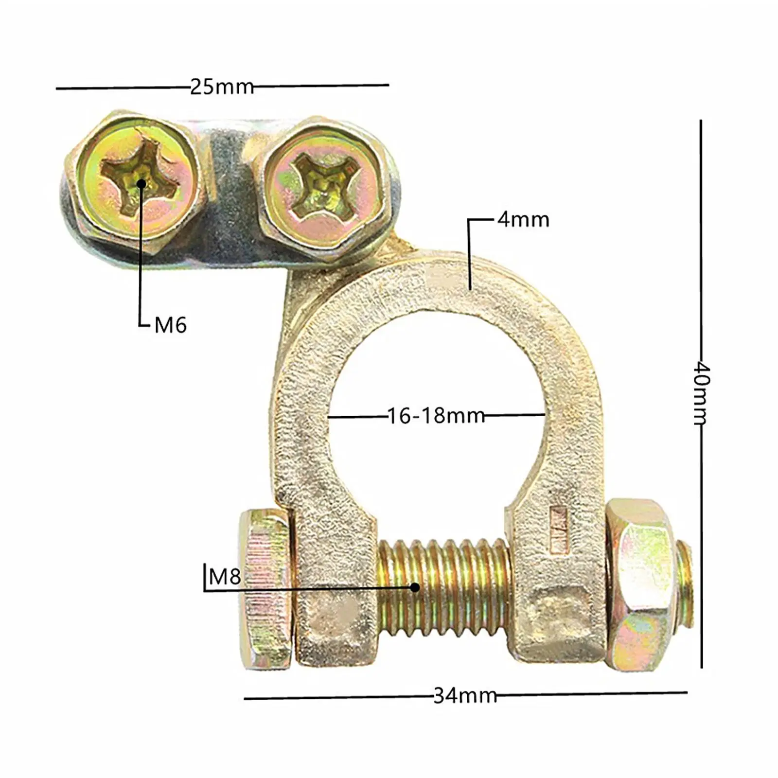 2x abrazaderas de conector de terminales de batería de latón abrazadera de batería de coche de repuesto