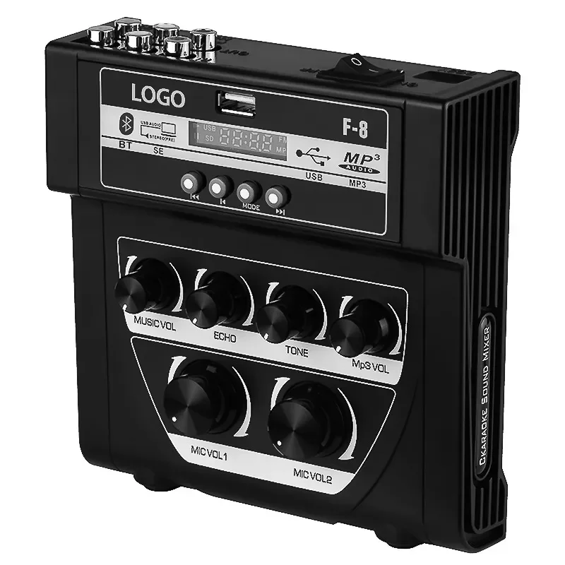 for F-8 Reverb Plastic Power Bank Power Supply Small Mixer with Bluetooth