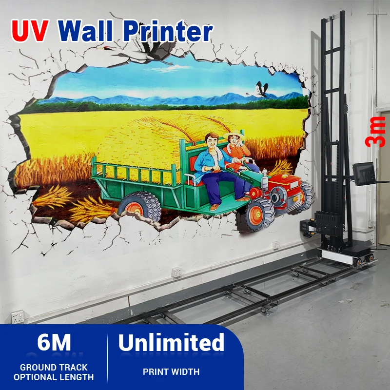 Digital Eco Friendly Inkjet Printer With Wheel Background Glass 3D Portable Mini Vertical Wall Printing Machine BK-UP600P