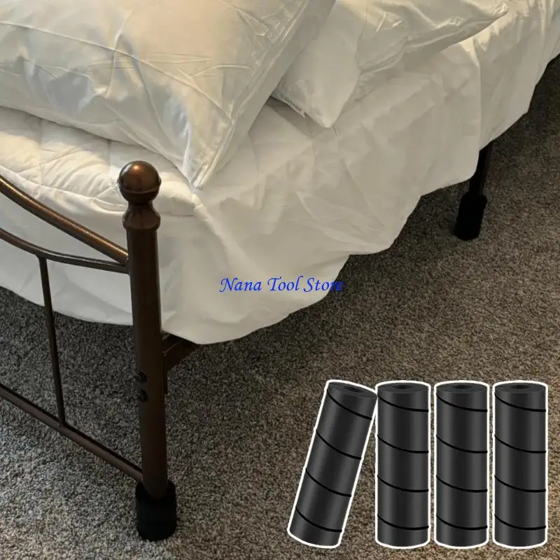 

31GJ Flexible Black Foam Padding for Bed Frame Legs Set of 4, Round Closed Cell Designs Accessory for Easy Installation