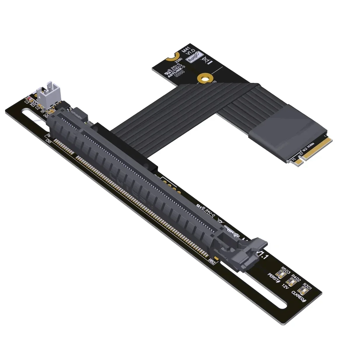 Imagem -05 - Placa Gráfica Extender Cord Riser Adaptador de Cartão dc Power M.2 Ngff Nvme Chave m para Pci-e 4.0x16 90 Ângulo 16x M.2