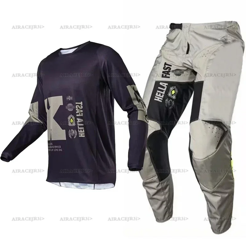Motocross Mxfox Enduro Pants Jersey Combo Gear Set BMX MX DH Dirt Bike Suit Moto Cross Off-road ATV UTV Kits Men Black Grey