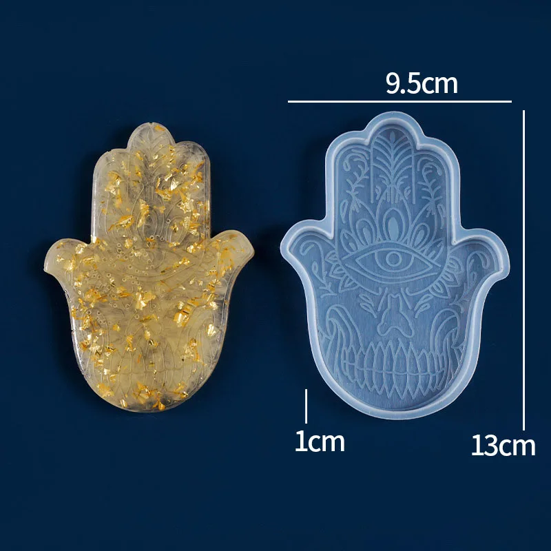 1 Pcs DIY Coaster Hand of Fatima Jewish Mould Home Decoration Epoxy Resin Art Silicone Mold