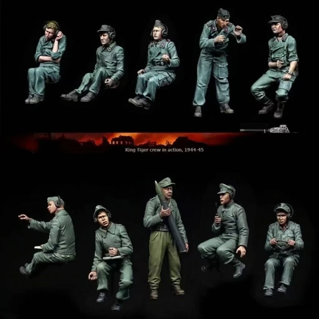 

1/35 Scale Die Casting Resin Soldier Model Kit Diorama Armored Panther Crew 10 Soldiers Unassembly and Unpainted
