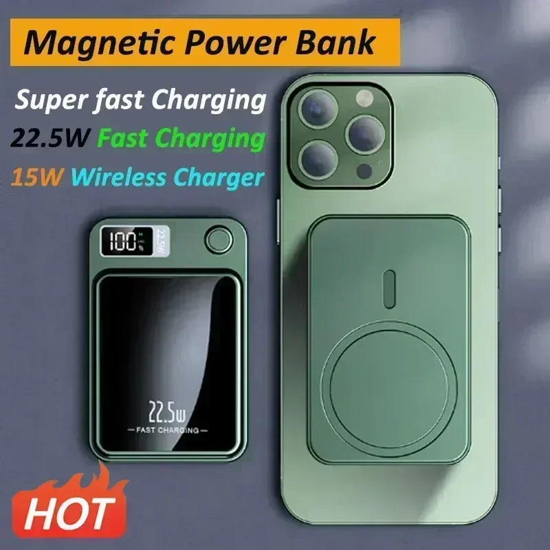 

50000mAh Power Bank for Macsafe Magnetic Super Fast Charging Qi Wireless Charger Powerbank for IPhone 15 14 13 Samsung Xiaomi