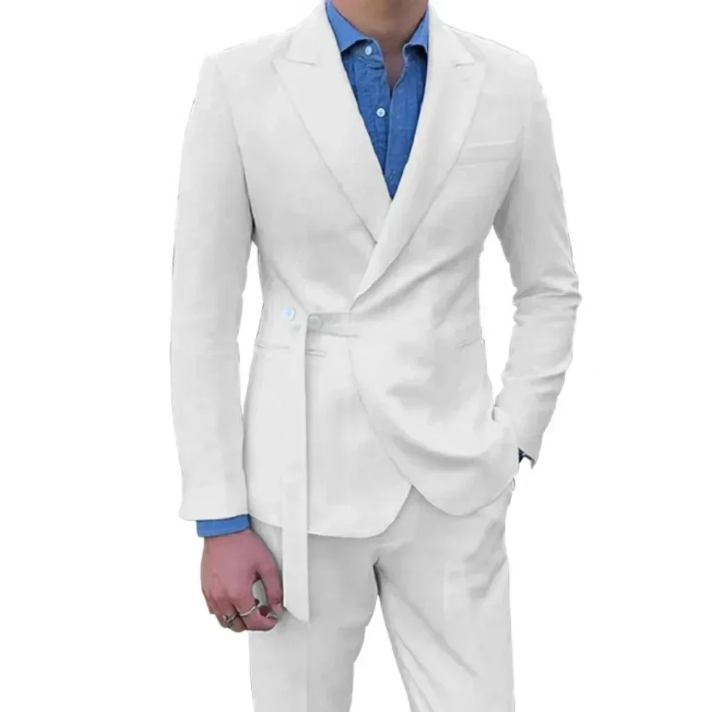 

Classic Men's Suits 2 Pieces Blazer and Pants Set Peak Lapel Fashion Wedding Dresses Prom Slim Fit Tuxedo Set
