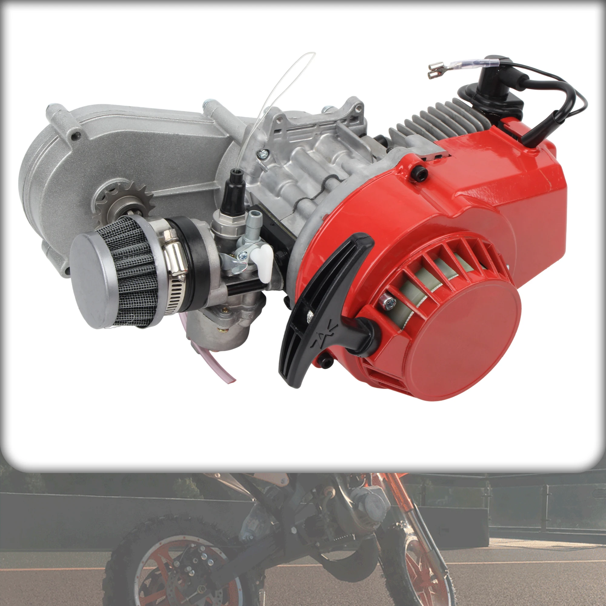 Motorcycle 49cc 2 Stroke Air Cooled Gas Engine Pull Start Motor for Mini Dirt Bike ATV  Quad Motocross Replacement Parts