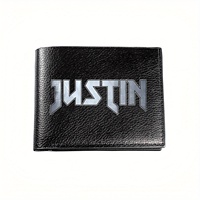 Justin Metal Logo Design Business Mens Casual Elegant Simple Practical Quality Wallet Stylish Printing Graphic Creative Christma