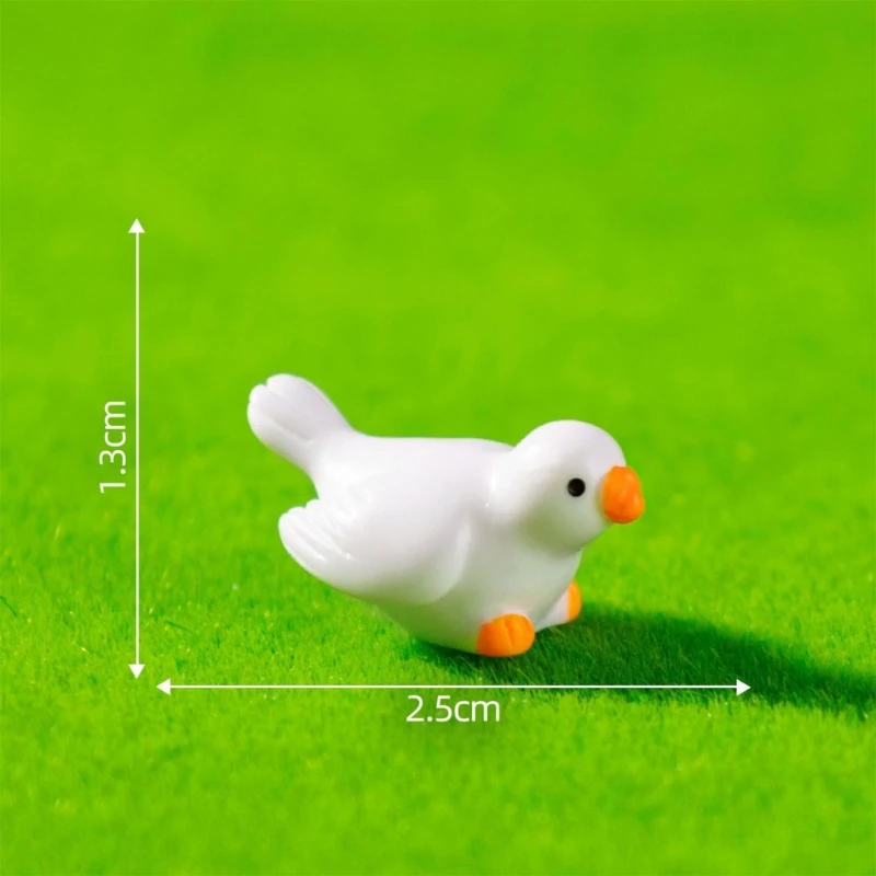 Pack of 8 Miniature Glow Pigeons Figurine Resin Craft White Bird Ornaments for Home Decors and Garden Landsc