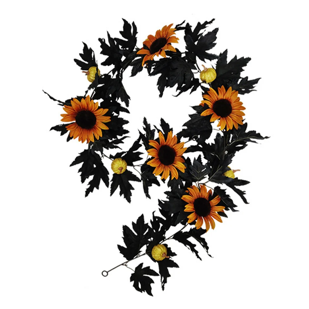 

Simulation Maple Leaf Rattan Hanging Sunflower Wall Decor Artificial Rattan Ornament Home Halloween Party Decoration