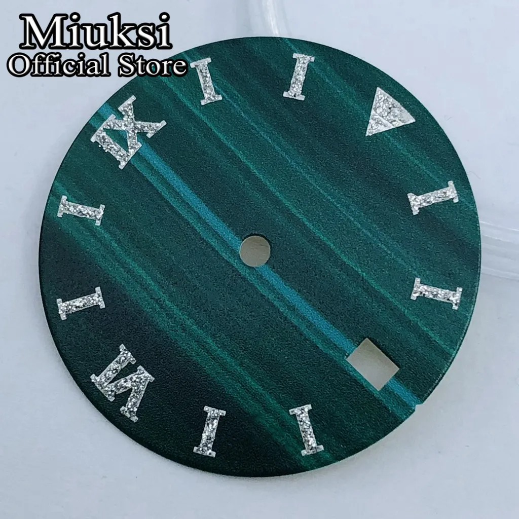 Miuksi 29mm green watch dial fit NH35 movement fit 3 o\'clock crown 3.8 o\'clock crown