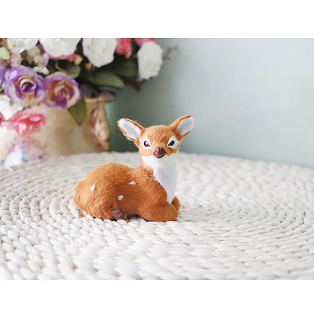Simulation Deer Toy Ornament Polyethylene Decorative Figurines for Garden Animals Decoration Home Photography Props