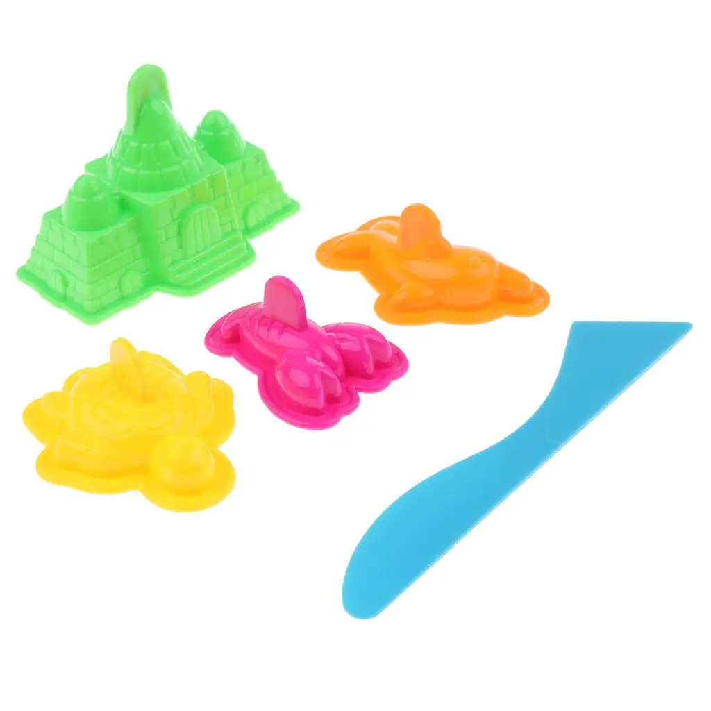 

2-6pack Set of 5 Plastic Building Sand Molds Beach Sandcastle Sand Box Kids Toy