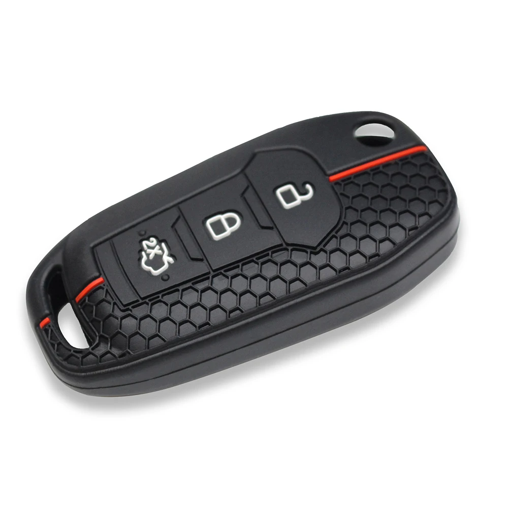 1Pc Car Remote Key Cover 3 Buttons For Ford Figo 2017 Mondeo 5 Ecosport Puma 2020 Fiesta Mk8 Everest Ranger Silicone Key Case