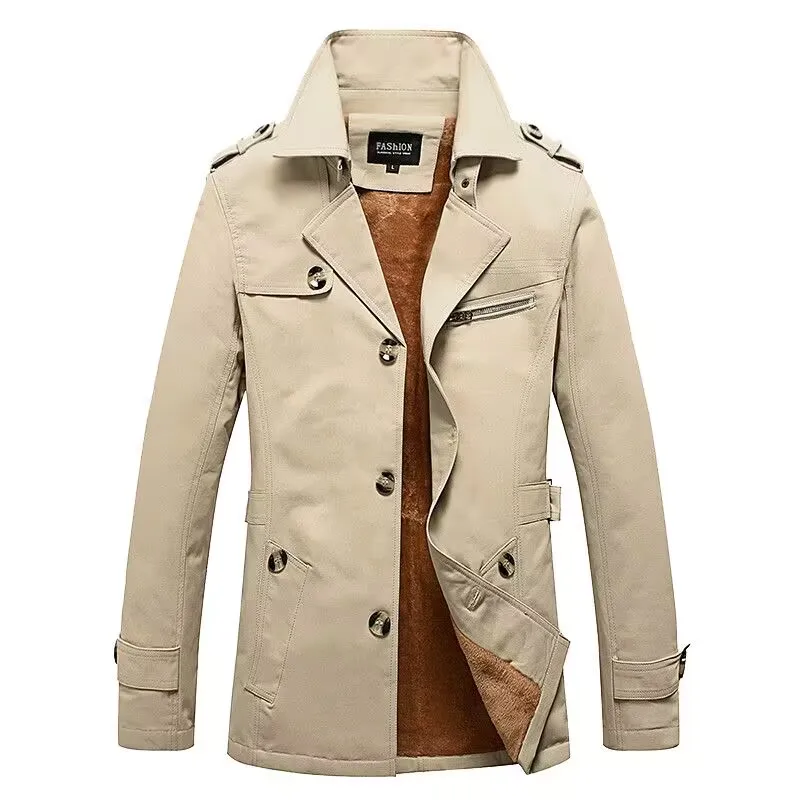 2023 Winter jacken Männer Business Casual Baumwolle Turn-Down Kragen Mann Wind jacke solide Wind jacke männliche Männer Kleidung Trenchcoat