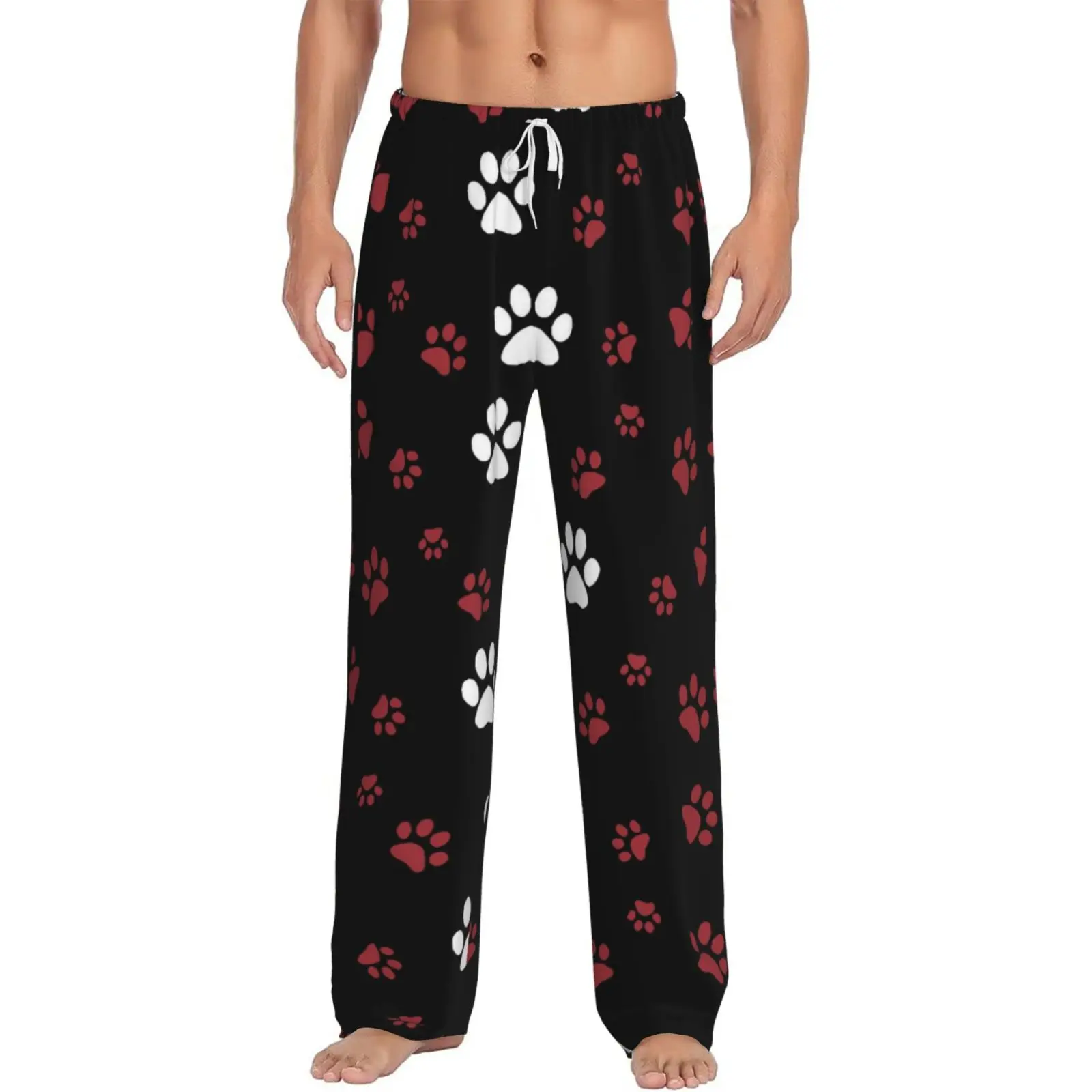 

Personalized Animal Paw Print Printed Sleepwear for Men Elastic Waisted Sleep Home Pants Harajuku Style Sleepwear