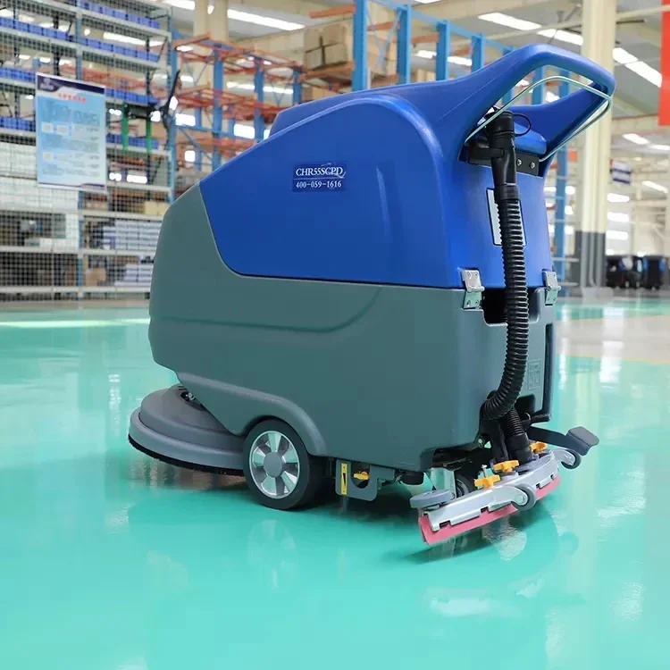 New Condition Electric Walk-Behind Floor Scrubber Dryer Hand Push Type Core Motor Plastic Brush Industrial Cleaning Machines