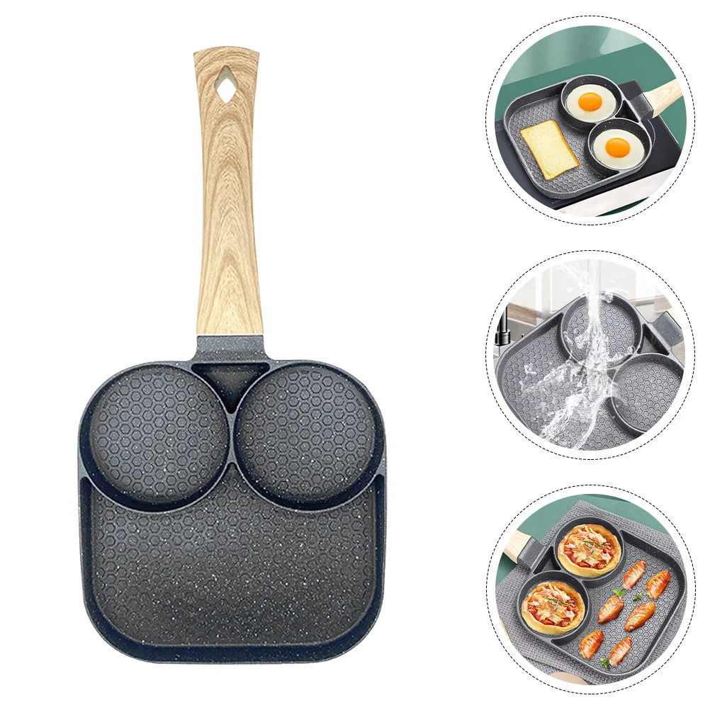 

Nonstick Breakfast Egg Frying 3-Section Divided Pancake Pan Multi-Function Steel Frying Pan Kitchen Cooking Pot For Home