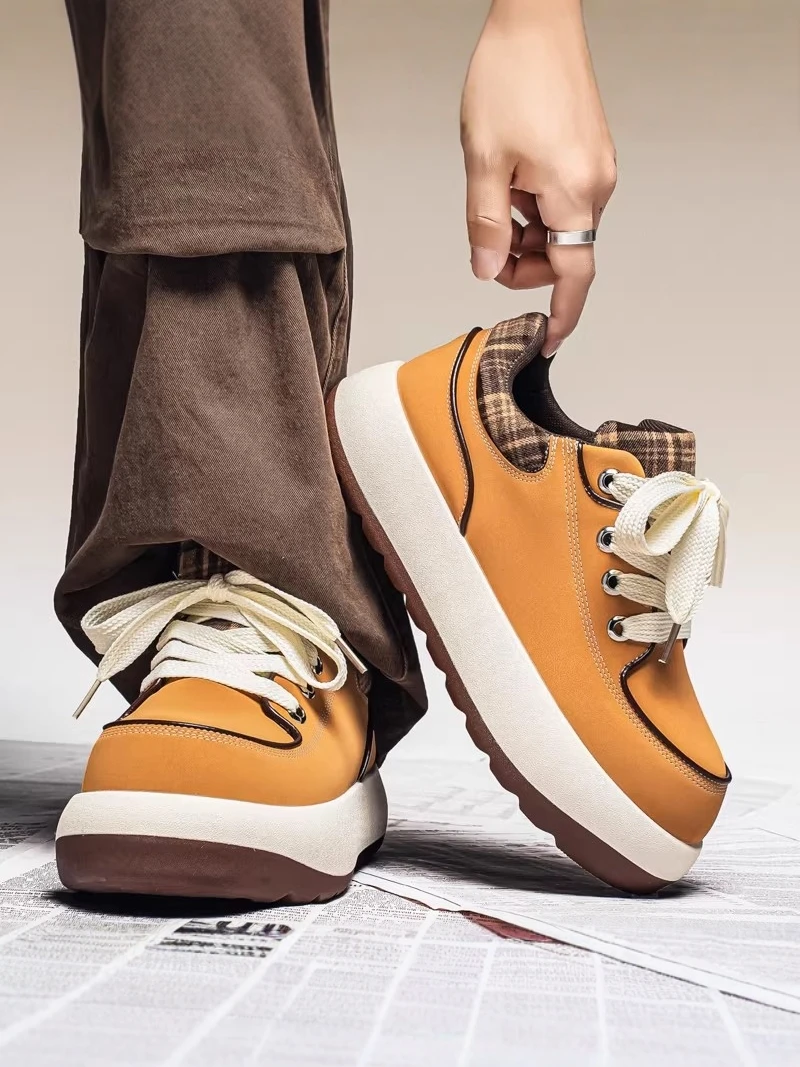 

Men's Sport Shoes 2026 New Style Summer Thick Bottom Heightening Bread Shoe Casual Board Shoe American Retro Large Head Shoe