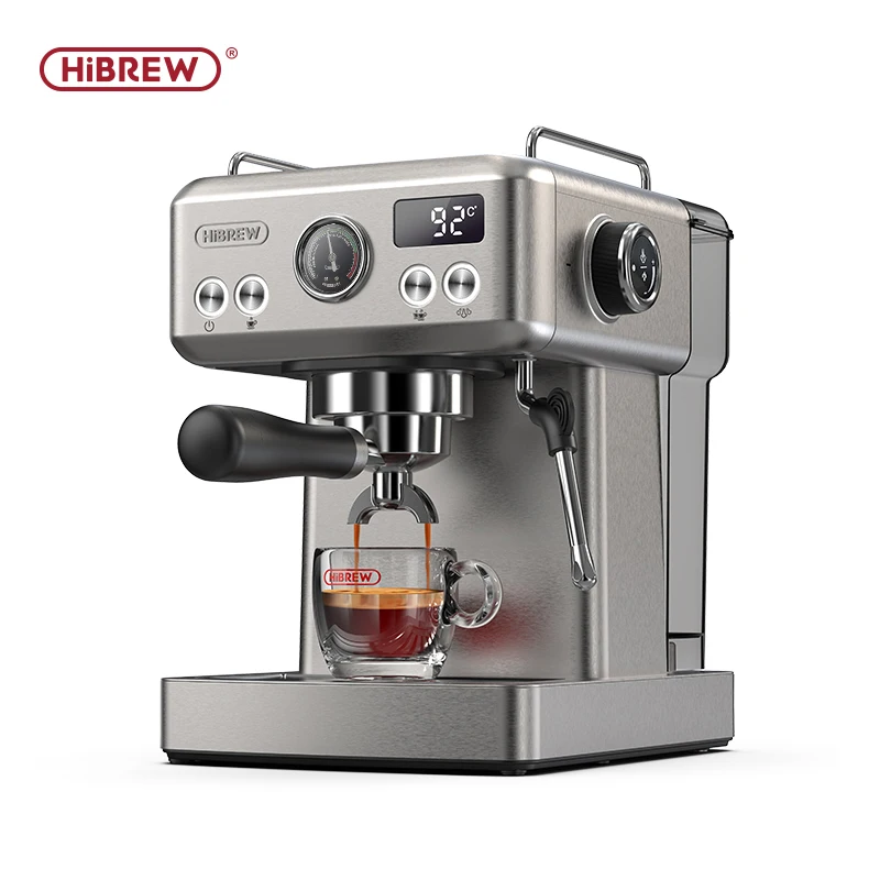 HiBREW 20Bar Semi Automatic Espresso Coffee Machine Temperature Adjustable 58mm Portafilter Cold/Hot Coffee Maker Metal CaseH10A