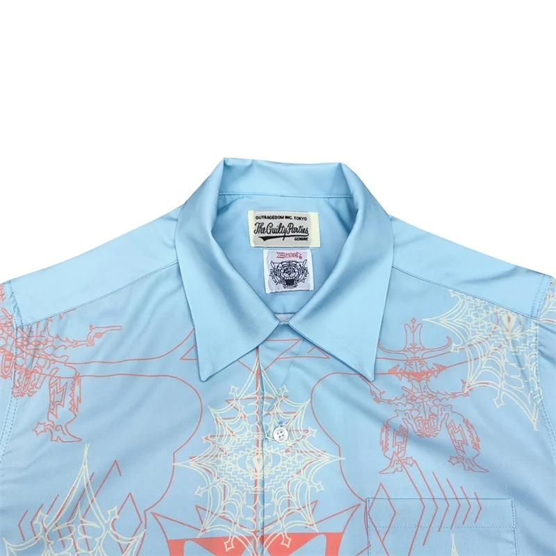 25SS Best Quality WACKO MARIA Trend Prints Spider Eye Hawaii Short Sleeve Shirts Men's Women's Casual Holiday Clothing Shirts