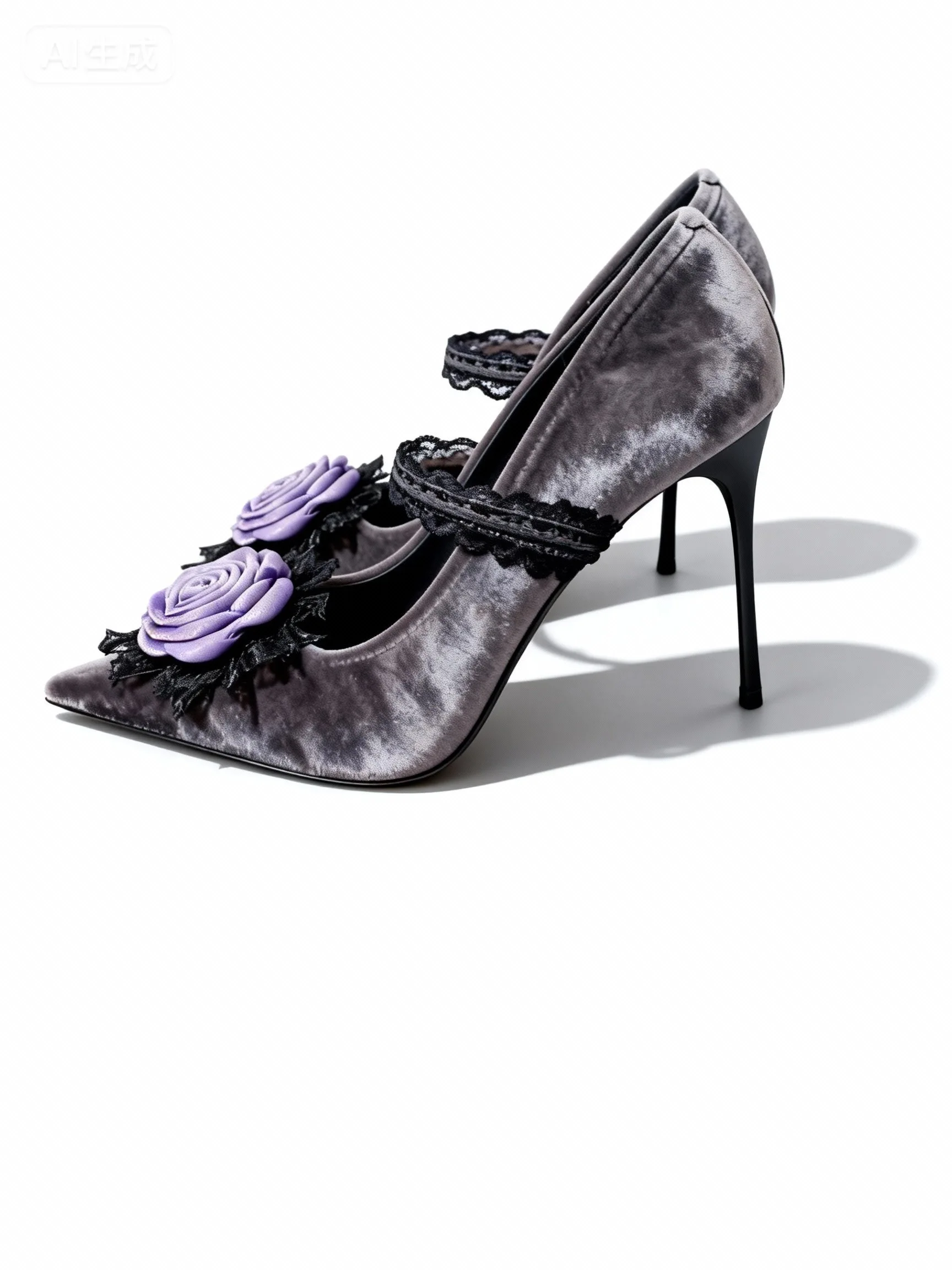 

Bloomsteps Womens High Heels Pointed Toe Mary Jane Shoes 9cm Black Grey Sexy French Style