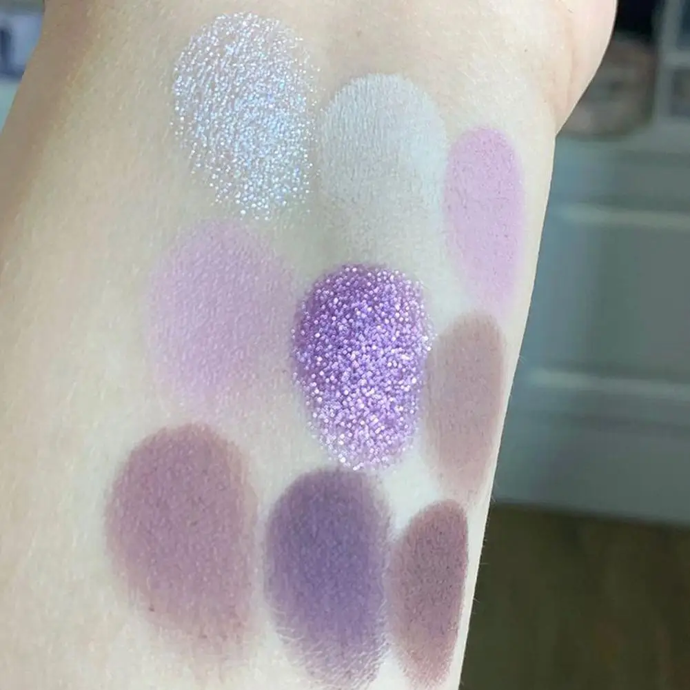 Paleta de sombra de ojos, 9 colores, Serie de humo púrpura, maquillaje impermeable, Cosméticos coreanos, encaje brillante, reflejos mate