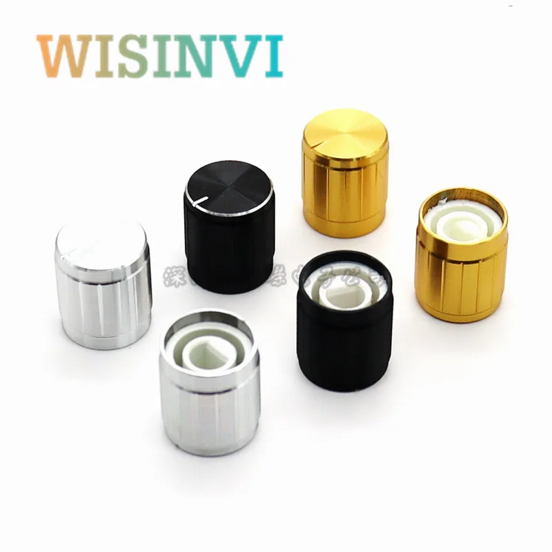 5PCS 15*16.5mm 알루미늄 합금 손잡이 전위차계 증폭기 볼륨 손잡이 캡 꽃 모양/D 모양 내부 구멍 6mm