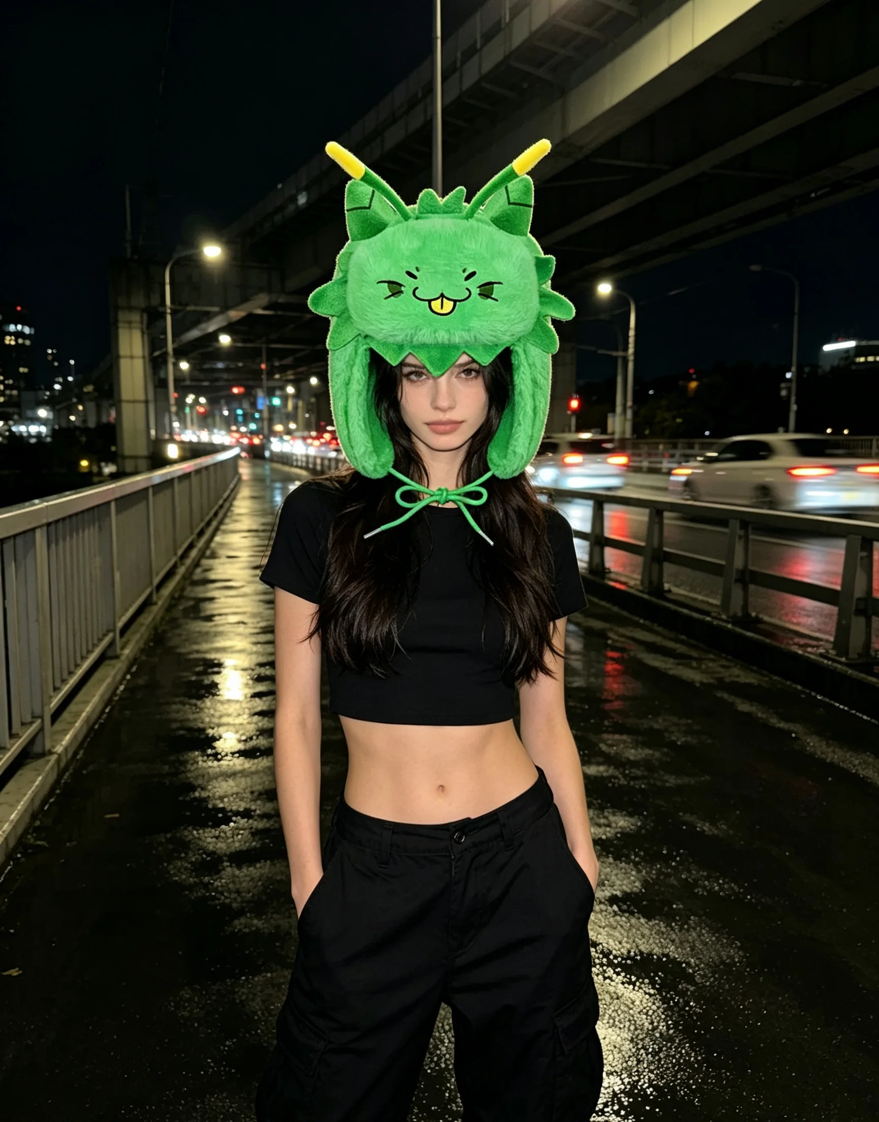 Trapper Hat Ear Flap - Cute Green Dragon Plush Trapper Hat