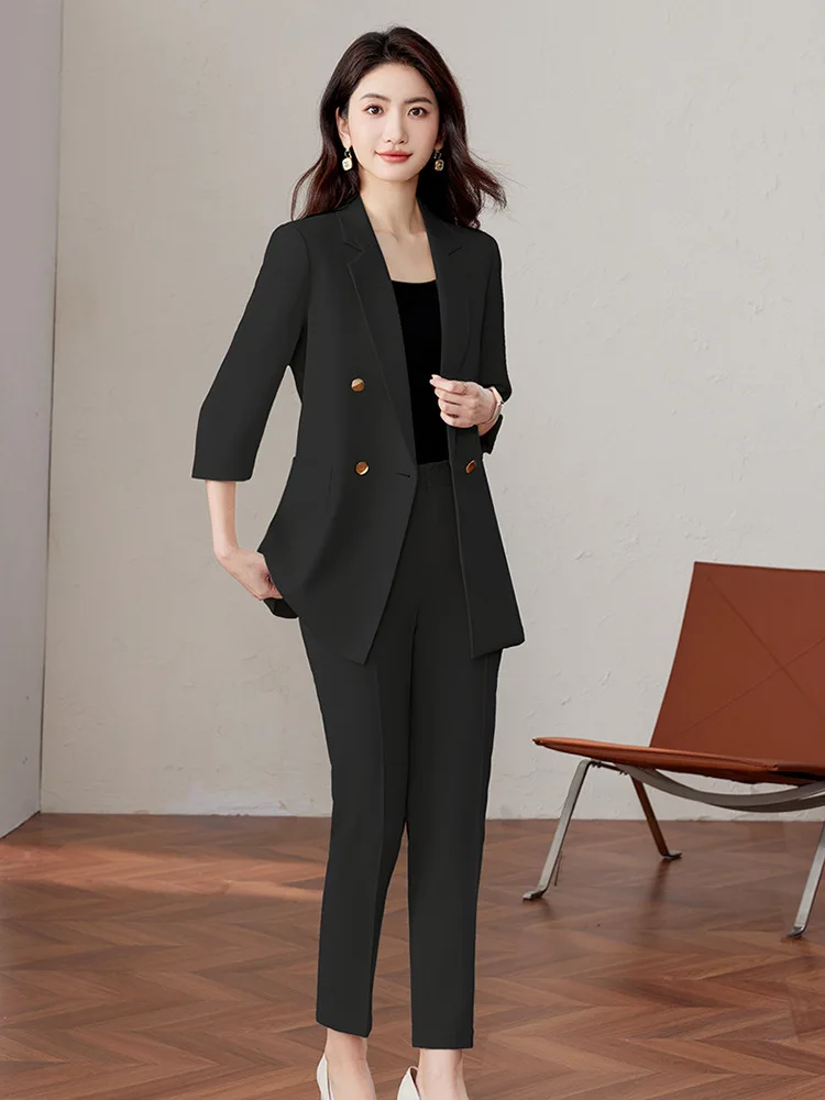 Women's Business Suit2025New Spring/Summer Three-Quarter Sleeve Plus Size Elegant High-End Blazer