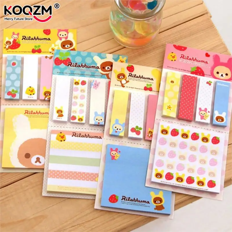 Rilakkuma Cute Cartoon Bear Sticky Notes Memo Pad School Supplies Planner Stickers Paper Bookmarks Korea Stationery